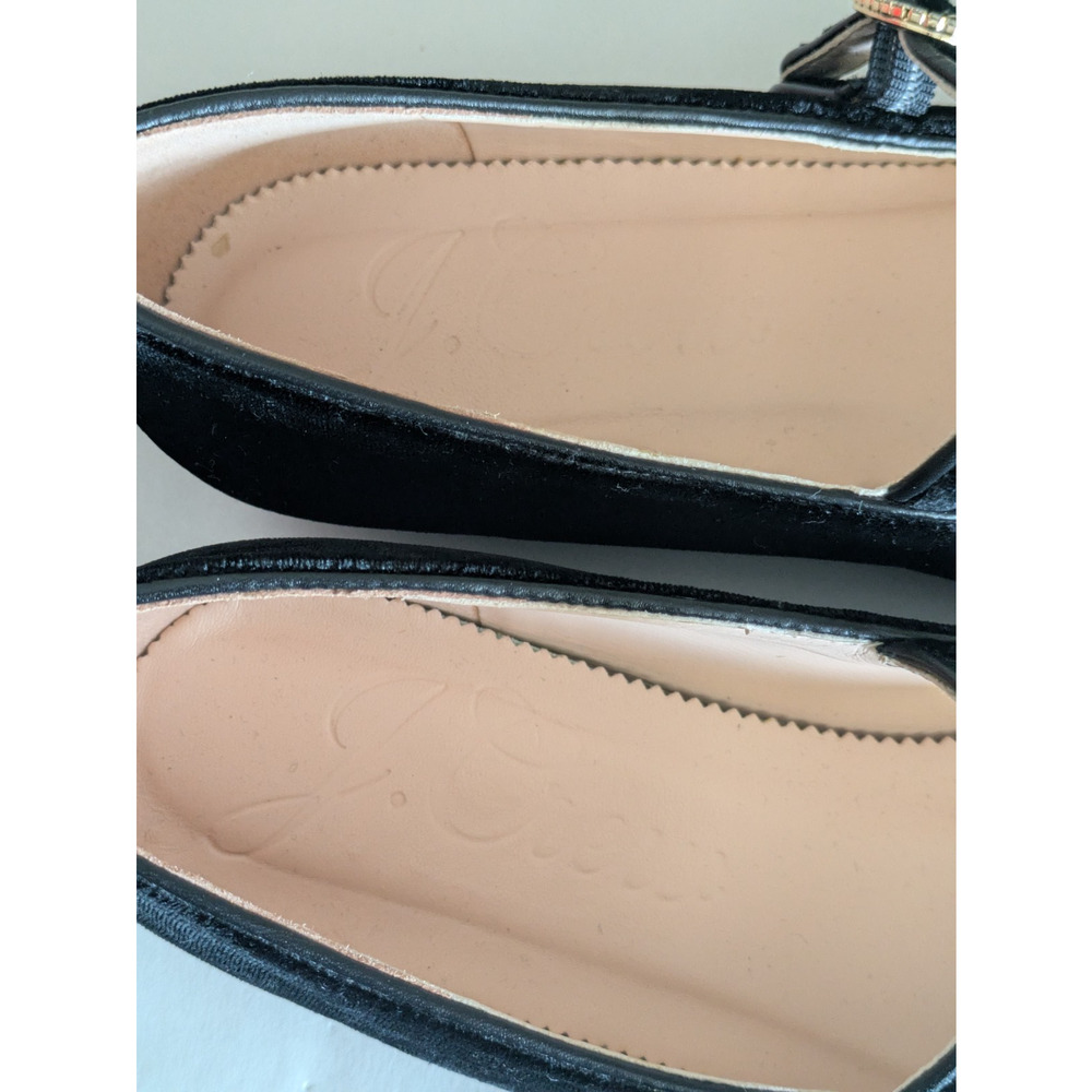 J Crew Anya Mary Jane Flats in Black Velvet Size 7.5 Ballet Buckle Square Toe - Picture 9 of 10